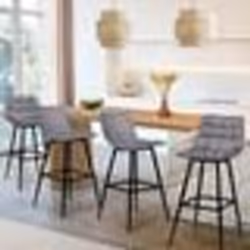 IDMARKET Lot de 4 tabourets de bar MADY en velours gris clair