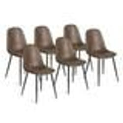 IDMARKET Lot de 6 chaises vintage DALI marron pour salle à manger