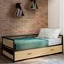 IDMARKET Lit banquette 90 x 190 cm DETROIT convertible 180 x 190 cm style industriel
