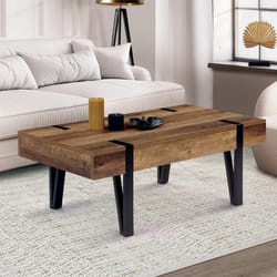 IDMARKET Table basse rectangulaire 1 tiroir AUSTRIA 100 cm bois pied épingle noir