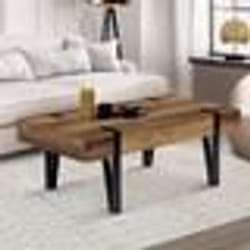 IDMARKET Table basse rectangulaire 1 tiroir AUSTRIA bois pied épingle