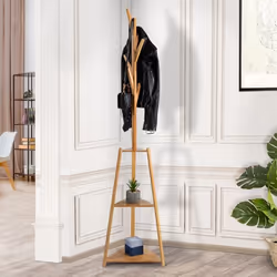 IDMARKET Porte-manteau bambou LANA avec étagères dangle