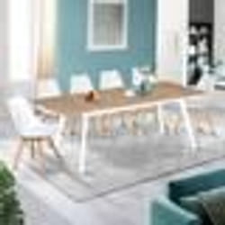 IDMARKET Table scandinave extensible rectangle INGA 6-10 personnes plateau bois pieds blancs 160-200 cm