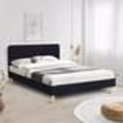 IDMARKET Lit double scandinave BALTA avec tête de lit et sommier 140 x 190 cm tissu noir