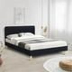 IDMARKET Lit double scandinave BALTA avec tête de lit et sommier 140 x 190 cm tissu noir