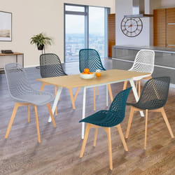 IDMARKET Lot de 6 chaises de salle à manger MANDY mix color blanc gris clair bleu canard x2 gris foncé x2
