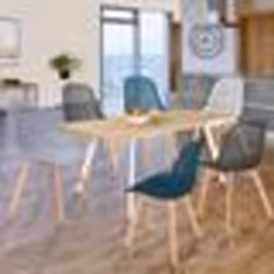 IDMARKET Lot de 6 chaises MANDY mix color blanc gris clair bleu canard x2 gris foncé x2