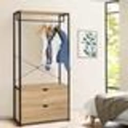 IDMARKET Dressing penderie 2 tiroirs L. 80 cm DETROIT design industriel