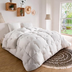 IDMARKET Couette 220x240 CM ELLIE blanche microfibre 700 gr + 2 oreillers