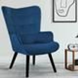 IDMARKET Fauteuil scandinave ANIA en velours bleu