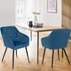 IDMARKET Lot de 2 chaises de salle à manger fauteuils de table MADY en velours bleu canard