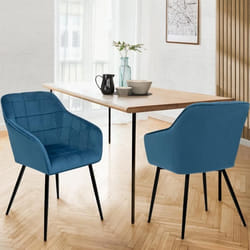 IDMARKET Lot de 2 chaises de salle à manger MADY en velours bleu