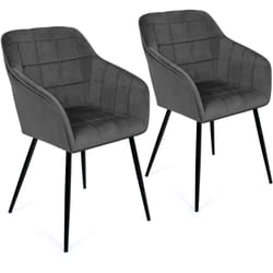 Lot de 2 chaises de salle à manger, fauteuils de table mady en velours gris foncé