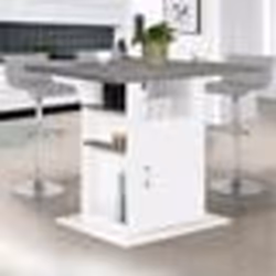 IDMARKET Ilot central UGO 110 cm plateau effet béton et blanc avec rangements