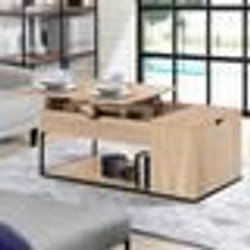 IDMARKET Table basse plateau relevable rectangulaire DETROIT avec coffre design industriel