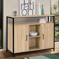 ID MARKET buffet DETROIT 2 portes 100 cm Industriel bois et métal noir