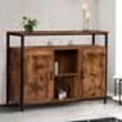 IDMARKET Buffet 2 portes 100 cm DAYTON avec étagères effet vieilli design industriel