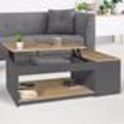 IDMARKET Table basse plateau relevable rectangulaire ELEA avec coffre bois gris et façon hêtre