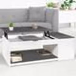 IDMARKET Table basse plateau relevable rectangulaire ELEA avec coffre bois blanc et gris