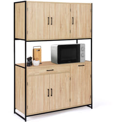 Buffet de cuisine 120 cm detroit meuble 6 portes design industriel + tiroir