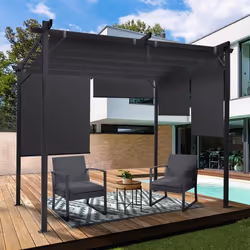 IDMARKET Pergola édition spéciale toit rétractable 3x3 M et 4 stores gris anthracite