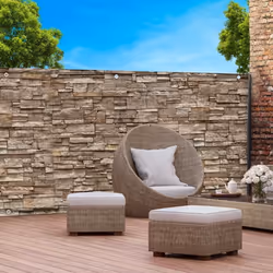 IDMARKET Brise vue occultant 12 x 10 M motif pierre marron 160 gr/m²