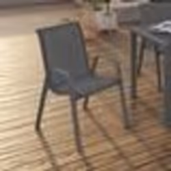 IDMARKET Lot de 4 chaises de jardin LYMA métal et textilène empilables gris anthracite