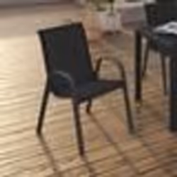IDMARKET Lot de 4 chaises de jardin LYMA métal et textilène empilables noires