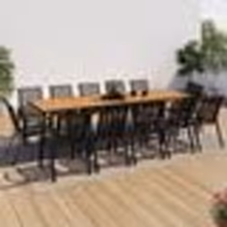 IDMARKET Salon de jardin POLY extensible table 135/270 cm et 12 chaises bois et noir