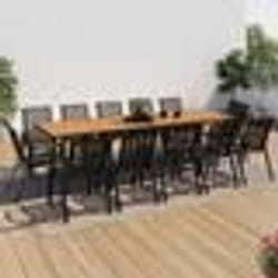 IDMARKET Salon de jardin POLY extensible table 135/270 cm et 12 chaises bois et noir