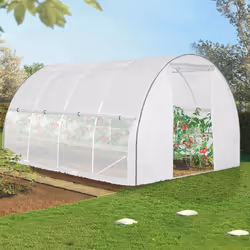 IDMARKET Serre tunnel de jardin 12M² blanche relevable avec moustiquaire