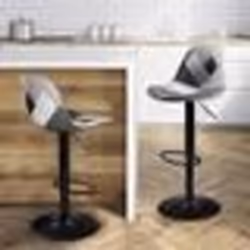 IDMARKET Lot de 2 tabourets de bar KARL design patchworks noirs gris et blancs pied noir