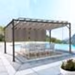 IDMARKET Pergola édition luxe lames orientables 3x4 M et 4 stores taupe