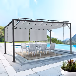IDMARKET Pergola édition luxe lames orientables 3x4 M et 4 stores gris clair