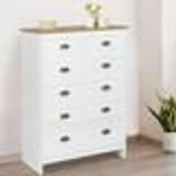 IDMARKET Commode 6 tiroirs ISIS 80 cm blanc et plateau bois