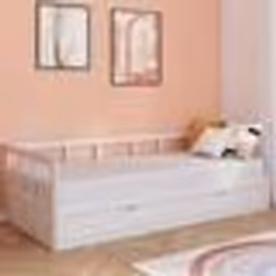 IDMARKET Lit banquette 90 x 190 cm ZOYA convertible 180 x 190 cm blanc avec 1 tiroir de rangement
