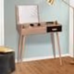 IDMARKET Coiffeuse scandinave LISA miroir rabattable hêtre et noir