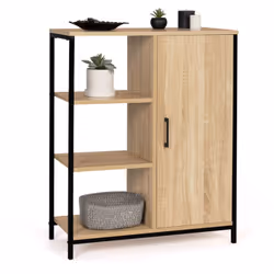 Buffet d'appoint 3 étagères et placard 70 cm detroit design industriel