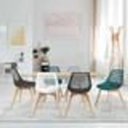 IDMARKET Lot de 6 chaises BONNIE mix color blanc gris clair gris foncé x2 bleu canard x2