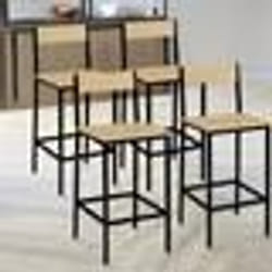 IDMARKET Lot de 4 tabourets de bar DETROIT avec dossier chaise de cuisine design industriel