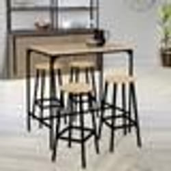 IDMARKET Lot de 4 tabourets de bar DETROIT assise ronde design industriel