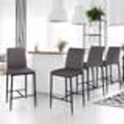 IDMARKET Lot de 4 tabourets ROMANE en PVC gris design contemporain chaises de bar rembourrées