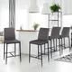 IDMARKET Lot de 4 tabourets ROMANE en PVC gris design contemporain chaises de bar rembourrées