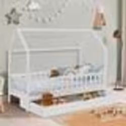 IDMARKET Lit cabane enfant 80 x 160 CM NEREE blanc avec 1 tiroir gigogne et de rangement