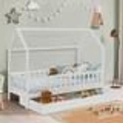 IDMARKET Lit cabane enfant 80 x 160 CM NEREE blanc avec 1 tiroir gigogne et de rangement