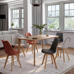 IDMARKET Lot de 6 chaises de salle à manger SARA scandinaves gris foncé x2 terracotta x2 beige x2