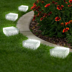 IDMARKET Lot de 8 pavés solaires en verre 4 LEDS blanches éclairage de jardin