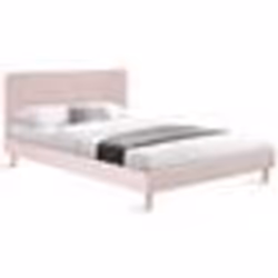 IDMARKET Lit double scandinave BALTA avec tête de lit et sommier 140 x 190 cm tissu rose clair effet velours