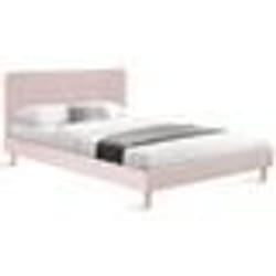IDMARKET Lit double scandinave BALTA avec tête de lit et sommier 140 x 190 cm tissu rose clair effet velours