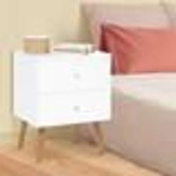 IDMARKET Lot de 2 tables de chevet EMMIE scandinaves 2 tiroirs blanc